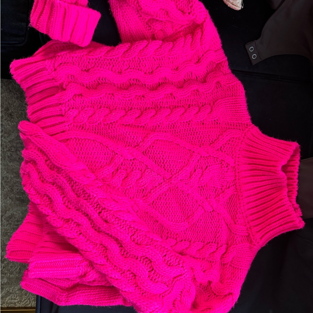 Vibrant Pink Cable Knit Sweater